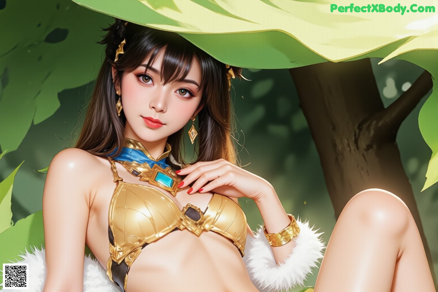 Hentai - Radiant Huntress in Verdant Silks Set.1 20250125 Part 8 P1 No.1ad451 A woman in a bikini sitting under a tree.